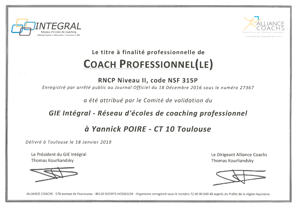 Certification coaching professionnel